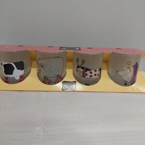 Dartington Designs Frosted Fun Animals Christmas Xmas Glass Set of 4